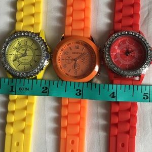 Geneva Quartz Watches Red Yellow and Orange